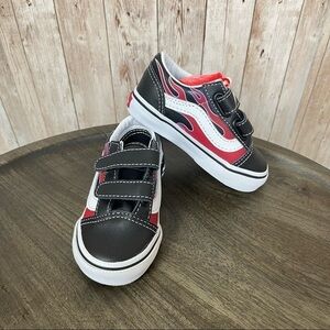 Vans Old Skool Moto Flames (Black/Racing Red) Sneaker Size 5 Toddler Boys